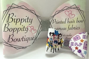 DEMON POP GIRLS BAND 4" PRINTED CANVAS FABRIC BOW LOOPS TO MAKE OWN HAIR BOWS - Picture 1 of 4