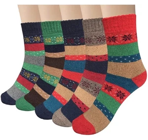 5 Paar Wollsocken Stricksocken Warme Damensocken Thermosocken Socken Größe 35-41 - Bild 1 von 6