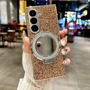 For Samsung Galaxy Z Fold7 Bling Glitter Hard Case Shockproof Cover Stand Mirror - Picture 1 of 14