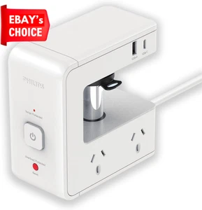 Desktop Power Board Clamp with 4 Outlets 2 USB A and 2 USB C Surge Protector - Picture 1 of 8