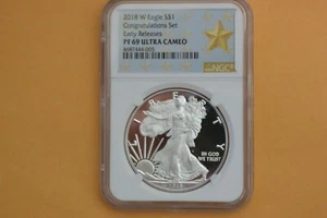 2018-W $1 Silver Eagle Coin Proof NGC PF69 UCAM Congratulations Set ER - Picture 1 of 4