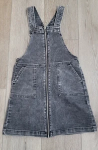 H&M Girls Overall Dress Gray Denim With Zipper Size 8 Pre-Owned Good Condition - Picture 1 of 6