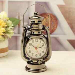 Vintage Alarm Clock Retro Oil Lamp Alarm Clock Watch Table Kerosene Light Clock