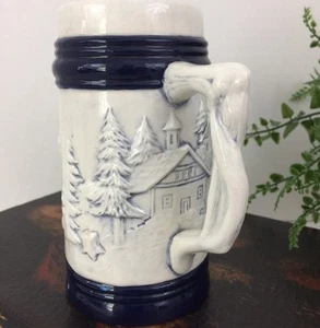 Handmade Ceramic Coffee Cup Alpine Village Scenes 47 Years Old Vintage - Picture 1 of 7