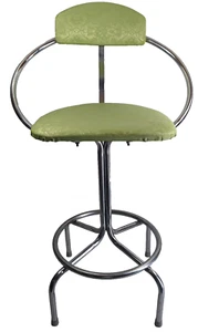 Comfort Line Bar Stool Vintage Chrome Green Vinyl Swivel Stool Kitchen Bar - Picture 1 of 24