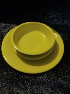 Fiestaware Fiesta - Yellow - 1 Plate - 1 Salad Plate - 1 Bowl - 3 Pieces- HLC - Picture 1 of 4