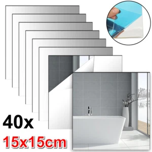 40Stk Spiegelfolie Selbstklebend Wand Möbel Wandspiegel Folie Spiegel 15x15cm - Bild 1 von 24