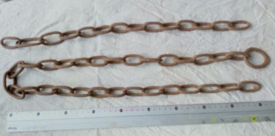 2 Chaines  en fer forgé  non soudées très anciennes    95 cm et 50 cm - Photo 1/3