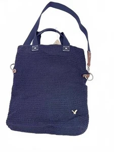 Bolso de punto de gran tamaño American Eagle Outfitters azul marino ganchillo nuevo con etiquetas raro - Imagen 1 de 4