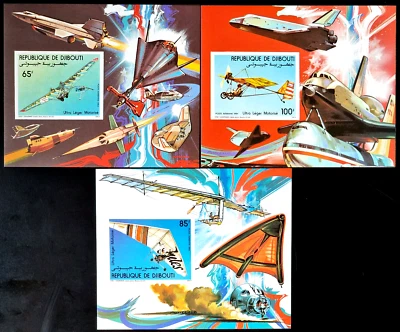 Djibouti 1984 imperf MNH Aviation Air Planes Air Mail 3 Stamps Blocks - Image 1 of 4