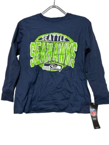 Team Apparel Youth Seattle Seahawks Long Sleeve Crew T-Shirt, Navy, Large 14/16 - Picture 1 of 6