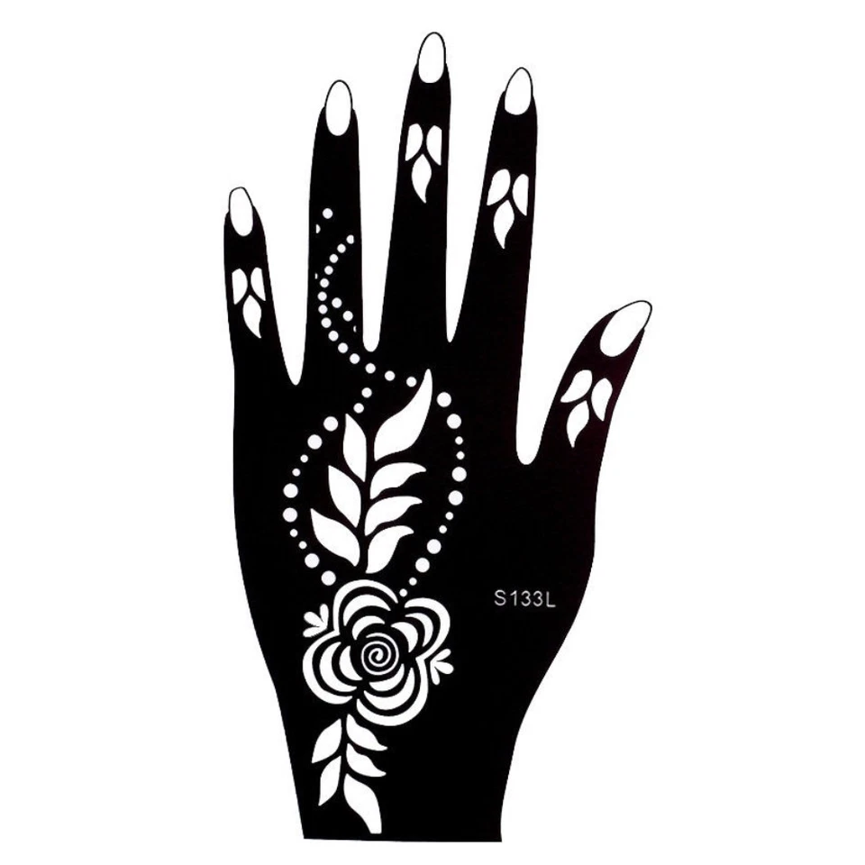 Plantilla de tatuaje de henna Kina pintura a mano mano izquierda Dövme Mehndi