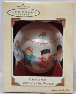 Vintage 2002 Ornament Hallmark Keepsake Glass Ball Around the World Santa - Picture 1 of 7