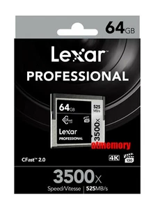 Lexar Professional 64GB CFast 2.0 Memory Card 525MB/s 3500x 4K - Picture 1 of 1