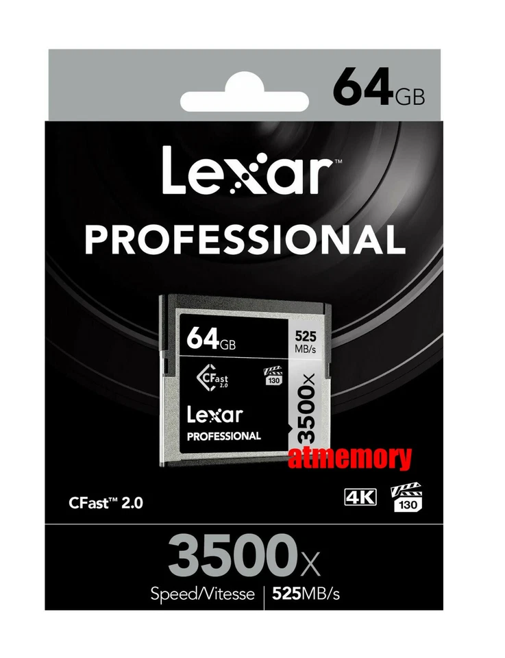 Lexar Professional 64GB CFast 2.0 Memory Card 525MB/s 3500x 4K - Image 1 of 1