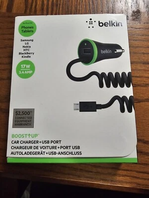Cargador de coche Belkin Boost Up MICRO USB 17W negro/verde PARA SAMSUNG LG HTC SONY712 Foto 1 de 2