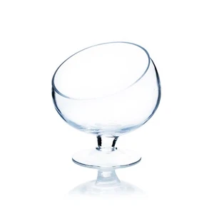 Clear Slant Cut Bowl Glass Vase 5x9"H | Glass Terrarium | Candy Dish, 1 Pc - Picture 1 of 7