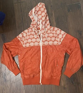 Live Mechanics Orange Full Zip Hoodie Windbreaker Jacket With Zipper On Back Too - Picture 1 of 8