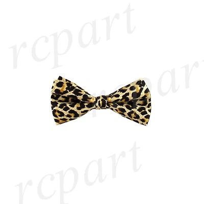 Nuevo Formal Hombre Pre Atado Pajarita Estampado Leopardo Seda Boda Fiesta Marrón Negro Foto 1 de 3