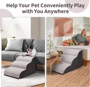 Grauschaum Hundetreppe 3-stufig hoch Beerlove GPJ 15"H - Bild 1 von 6