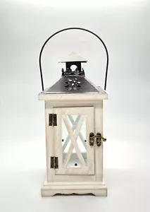 27cm Timber Lantern Candle Holder Hanging Candlestick - Picture 1 of 7