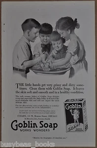 1919 GOBLIN SOAP advertisement, Young children washing hands - Bild 1 von 3