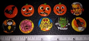 Halloween Button Pins Lot Decoration Pumpkin Bat Dracula Frankenstein Cat Cute - Picture 1 of 1