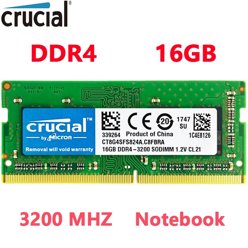 Crucial DDR4 16GB 1X16GB 3200MHz PC4-25600 Laptop 260-Pin SODIMM Notebook Memory - Image 1 of 4