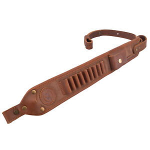 Leather Rifle Shell Loops Sling Ammo Holder Straps Length Adjustable & Swivels