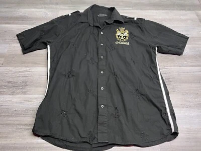 COOGI Shirt Sz XL Button Down Black Embroidered Short Sleeve Hip Hop Streetwear - Image 1 of 4