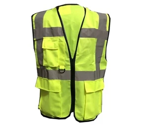Hi Vis Viz Weste Warnweste mit Handy- & Ausweistaschen gelb Arbeit - Bild 1 von 4