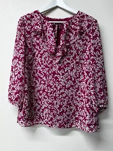 Women’s Hobbs Top Size 12 Pink Ruffle Neck Excellent Condition - Picture 1 of 18