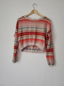 H&M Divided Pattern Cropped Jumper 8 With ANGORA - Picture 1 of 4