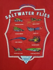 Columbia PFG Fishing 2XL Red T-Shirt Elements of Fishing Salt Water Flies - Picture 1 of 8