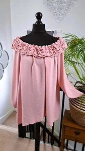 ITALIAN Ladies Off shoulder blouse Tunic ONE PLUS size 16 18 20 22 24 XL BOHO - Picture 1 of 9