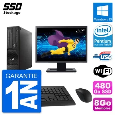 PC Fujitsu E510 Dt Pantalla 22" Pentium G2020 RAM 8Go SSD 480Go Windows 10 Wifi - Imagen 1 de 4