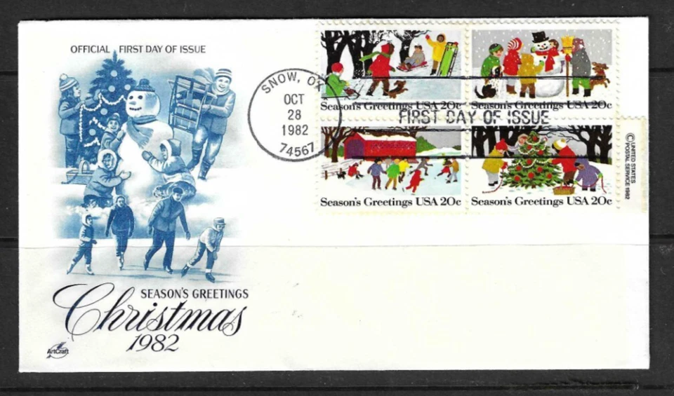 US SC # 2030a Christmas Children  FDC . Artcraft Cachet - Image 1 of 1