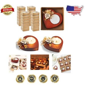 50-Pack Rustic Heart-Shaped Wedding Candles – Unique Bridal Shower Favors - Picture 1 of 8