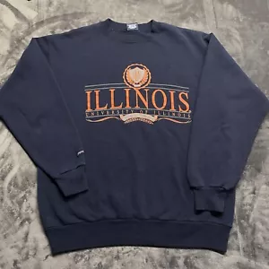 Felpa vintage anni 90 University of Illinois Navy taglia XL difetti Jansport - Foto 1 di 7