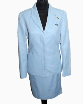 ÓTIMO BLAZER E TERNO SAIA VERSACE JEANS COUTURE AZUL TAMANHO 26/40 - Imagem 1 de 4