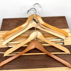 Mixed Lot of 5 Vintage Wooden Clothing Hangers Suit Coat Pants Wishbone - Picture 1 of 8