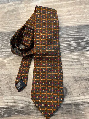 Corbata de seda vintage Gap Premium verde oliva oscuro trabillas para cinturón Foto 1 de 4