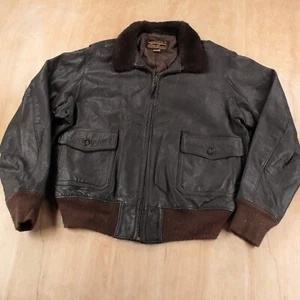 EDDIE BAUER Leder Flieger Flieger Bomber Flieger Jacke 46 Etikett Vintage 70er 80er USA - Bild 1 von 11