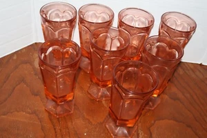 8 Bicchieri Fostoria Virginia Piedi Pesca Calice Acqua Vetro 6 5/8” Ex Condizioni - Foto 1 di 3