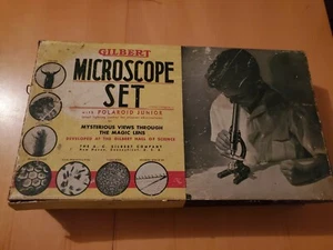VINTAGE GILBERT MICROSCOPE SET No. 10 w/ Polaroid Junior In Original Box 1938 - Picture 1 of 12