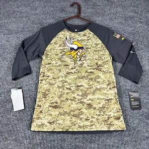 Minnesota Vikings Womens Shirt Medium Salute to Service 3/4 Sleeve Camo Nike New - Picture 1 of 15