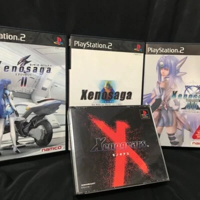 Lot 4 PS1 Xenogears & PS2 Xenosaga Episode I II III 1 2 3 set PlayStation Japan - Image 1 of 4