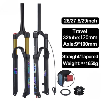 26 27.5 29" Bicycle Air Fork Mountain Bike Suspension Rebound Fork Quick Release - Image 1 of 4