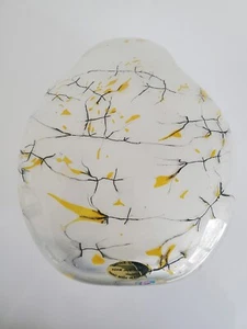 Vintage Signed Adam Jablonski White Cased Art Glass Vase Crackled Design 9" Tall - Picture 1 of 11