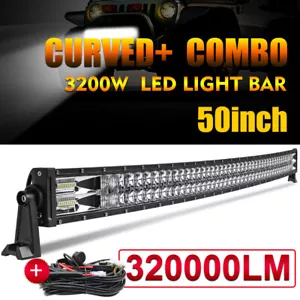 3200W 50" LED Light Bar Curved Flood Spot Combo Truck Roof Driving 4X4 Offroad - Picture 1 of 12